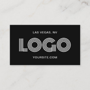 Cartão De Visita Logotipo retangular branco e preto