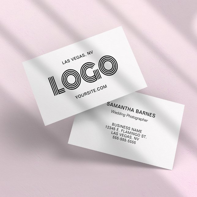 Cartão De Visita Logotipo retangular preto moderno (Black Modern Rectangular Logo Business Card)