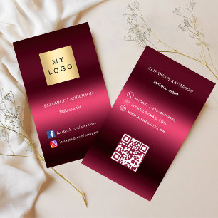 Cartão De Visita Logotipo rosa brilhante Qr code social media