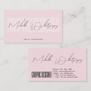 Cartão De Visita Logotipo rosa DESIGNER GRÁFICO roteiro moderno