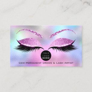 Cartão De Visita Logotipo rosa Lash Glitter