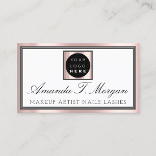 Cartão De Visita Logotipo rosa Rosa do artista profissional Eyelash