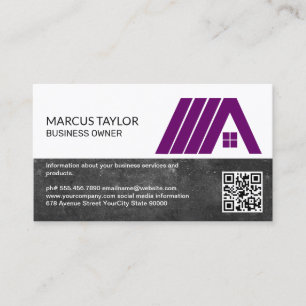 Cartão De Visita Logotipo Roxo da Casa Imobiliária