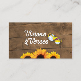 Cartão De Visita Logotipo Russo de Madeira e Girassóis