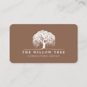 Cartão De Visita Logotipo Russo Moderno de Tan Brown & White Willow