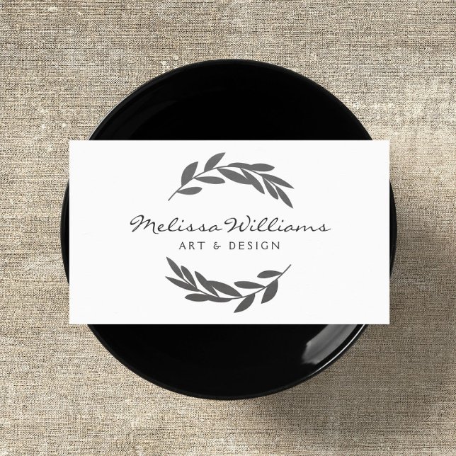 Cartão De Visita Logotipo Rustic Olive Branch Wreath (Criador carregado)