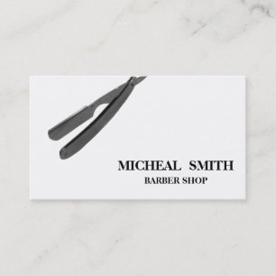 Cartão De Visita Logotipo Simples de Barber Razor Minimalista