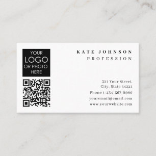 Cartão De Visita Logotipo simples de branco e simples do modelo de