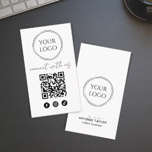 Cartão De Visita Logotipo simples de código QR de mídia social mini