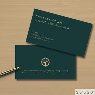 Cartão De Visita Logotipo simples de Compass Dourado de luxo