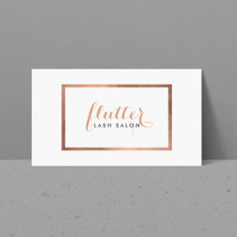 Cartão De Visita Logotipo simples de Lash Salon Dourado do Rosa