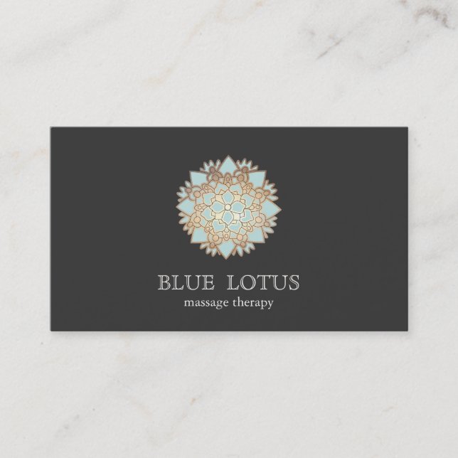 Cartão De Visita Logotipo Simples de Lotus Azul (Frente)