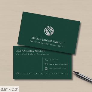 Cartão De Visita Logotipo simples de luxo verde moderno