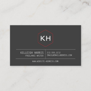 Cartão De Visita Logotipo simples do monograma da Vintage em Cinza 