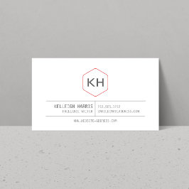 Cartão De Visita Logotipo simples do monograma da Vintage em Cinzas