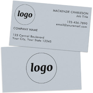 Cartão De Visita Logotipo simples e azul de pó de texto
