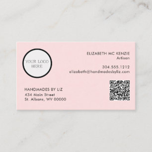 Cartão De Visita Logotipo Simples e Código QR - Cor-de-rosa-rosa