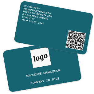 Cartão De Visita Logotipo simples e código QR verde
