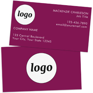Cartão De Visita Logotipo simples e texto cor-de-rosa magenta
