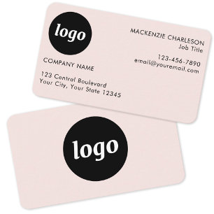 Cartão De Visita Logotipo Simples e Texto Rosa Corado