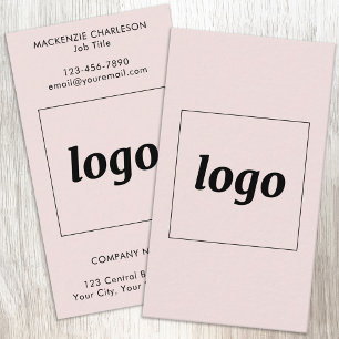 Cartão De Visita Logotipo Simples e Texto Vertical Rosa Bege