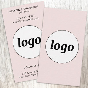 Cartão De Visita Logotipo Simples e Texto Vertical Rosa Bege