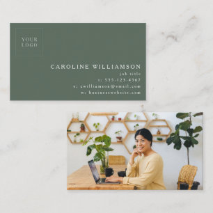 Cartão De Visita Logotipo Simples Moderno Minimalista Verde Salvia