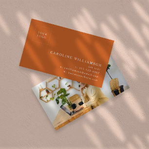 Cartão De Visita Logotipo Simples Moderno Mínimo Laranja Queimado F