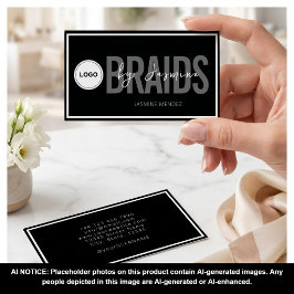 Cartão De Visita Logotipo Simples Moderno Preto Branco Trançador de