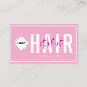 Cartão De Visita Logotipo Simples Moderno Rosa Bege Branco Estilist