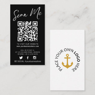 Cartão De Visita Logotipo social simples monotone preto do código Q