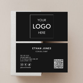 Cartão De Visita Logotipo sofisticado de código QR de mídia social 