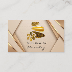 Cartão De Visita Logotipo SPA do Artista de unhas Dourado Rosa