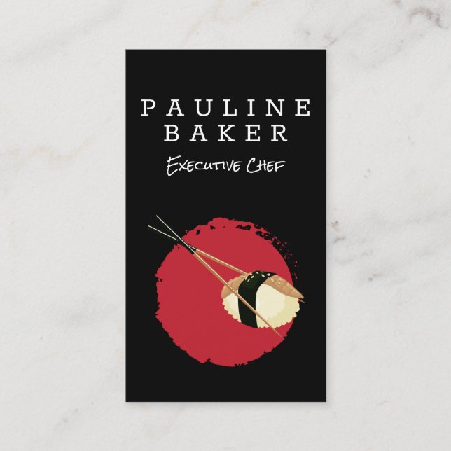 Cartão De Visita Logotipo Sushi e Chopsticks (Frente)