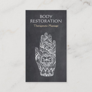 Cartão De Visita Logotipo Terapista de Massagem Henna Dragonfly Tat