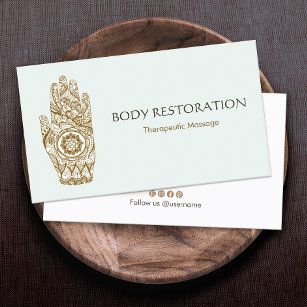 Cartão De Visita Logotipo Terapista de Massagem Henna Lotus Tattoo 