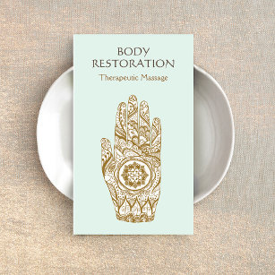 Cartão De Visita Logotipo Terapista de Massagem Henna Lotus Tattoo 