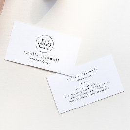 Cartão De Visita Logotipo único do EMELIA Black Rustic Boho branco 
