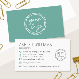 Cartão De Visita Logotipo Verde Profissional Cor Personalizada Mode