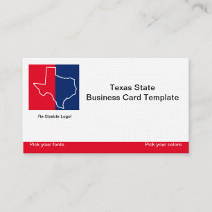 Cartão De Visita Logotipo vermelho, branco do estado azul do Texas