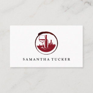 Cartão De Visita Logotipo Vermelho da Cidade do Vinho Vineyard Es