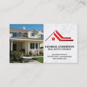 Cartão De Visita Logotipo Vermelho de Imóveis Casa Propriedades