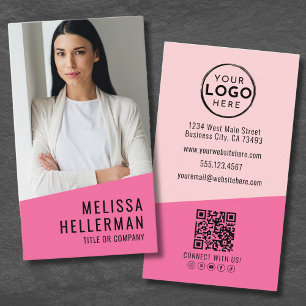 Cartão De Visita Logotipo Vertical da Empresa de Código QR de Foto 