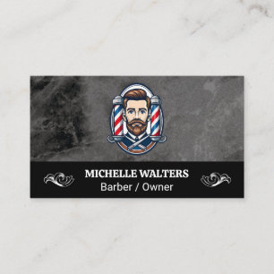 Cartão De Visita Logotipo Vintage Barber Polers