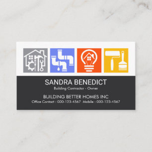 Cartão De Visita Logotipos de Serviço de Construtores Impressionant