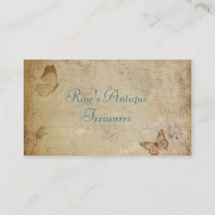 Cartão De Visita Loja Antiquada de Borboletas Vintage