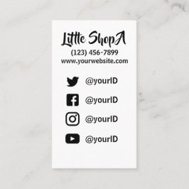 Cartão De Visita Loja/artista/cartão de visita social dos ícones da