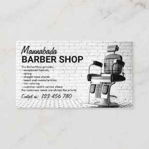 Cartão De Visita Loja de barbeiro personalizada preto e branco e fo