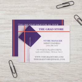Cartão De Visita Loja de Boné de formatura Laranja e Roxo