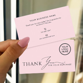 Cartão De Visita Loja de Boutique Moderna Rosa Suave Obrigado